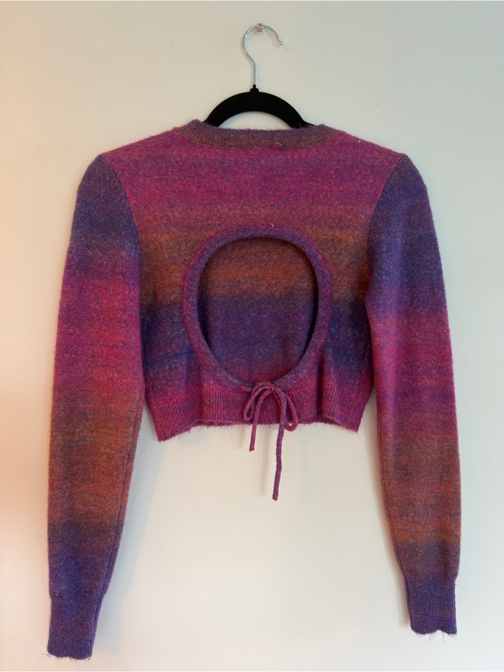 Dreamers Pink & Purple Ombre Open-Back Cropped Sweater